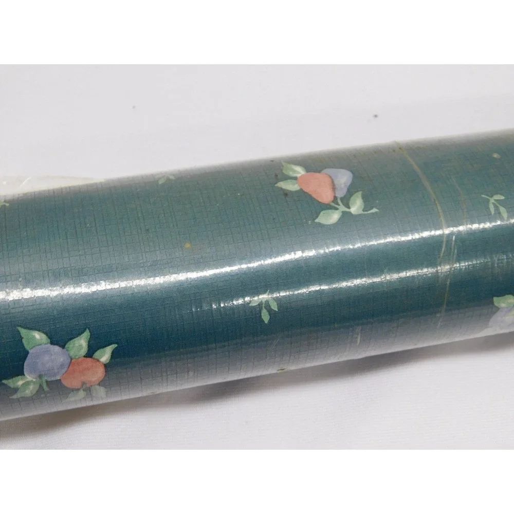 Vintage Norwall Wallpaper Green With Berries 55 Sq Ft